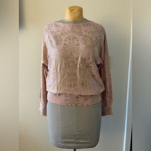 Chico's Pink and Gold Patterned Sweatshirt
